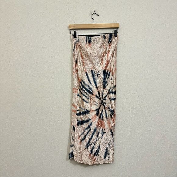 FREE PEOPLE Serious Swagger Maxi Skirt Tie Dye Velvet Pull On NWOT - Picture 2 of 10
